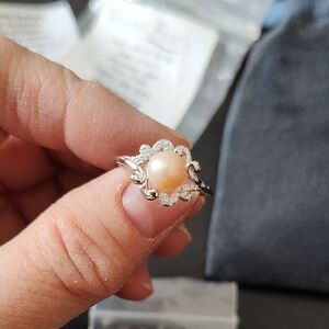 Sabina Silver Ring with Peach Pearl